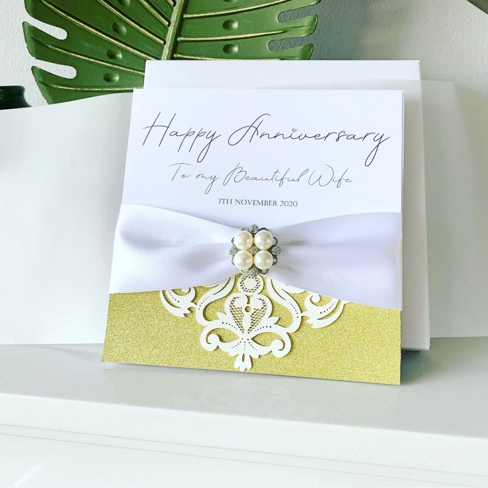 Wedding Anniversary Personalised Card with Gift Box