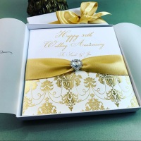 Golden Wedding 50th Anniversary Card with Gift Box