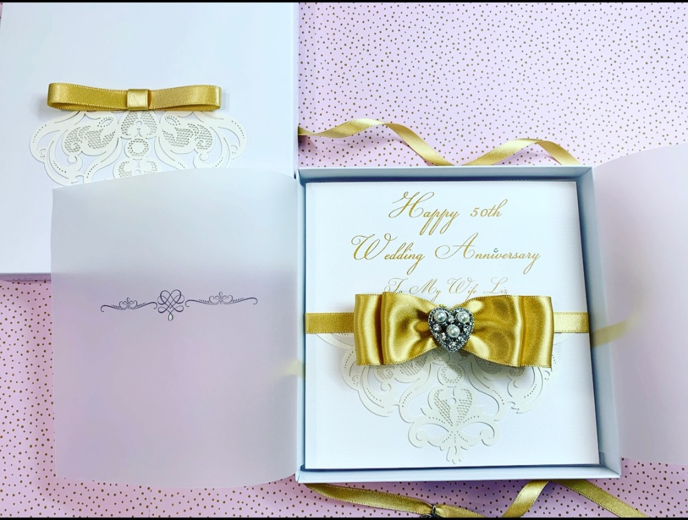 50 Years Anniversary Luxury Boxed Personalised Card