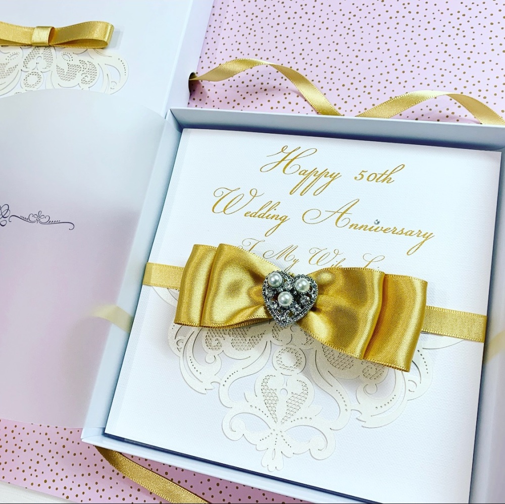 50 Years Anniversary Luxury Boxed Personalised Card