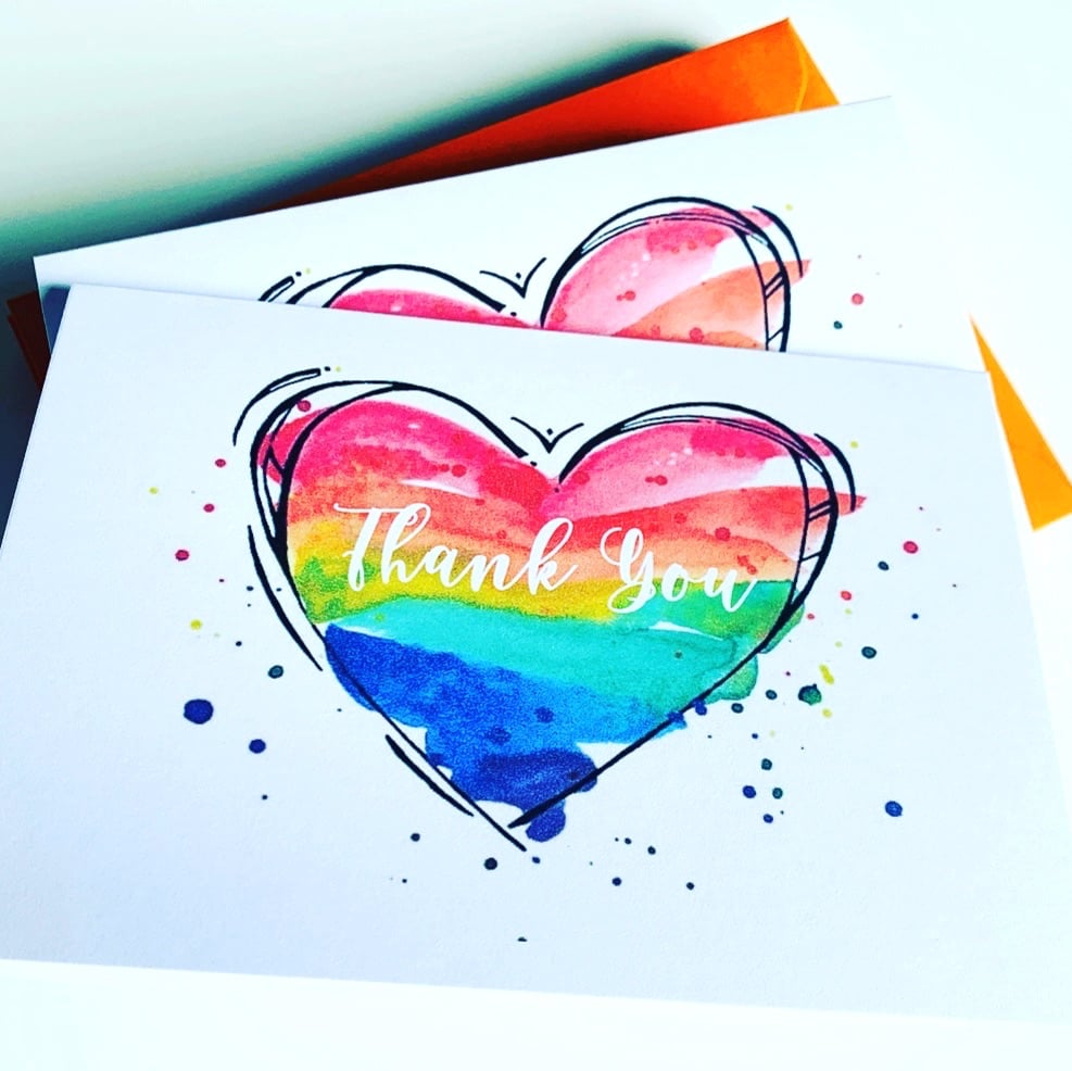 Rainbow Thank You Cards Pack with Envelopes