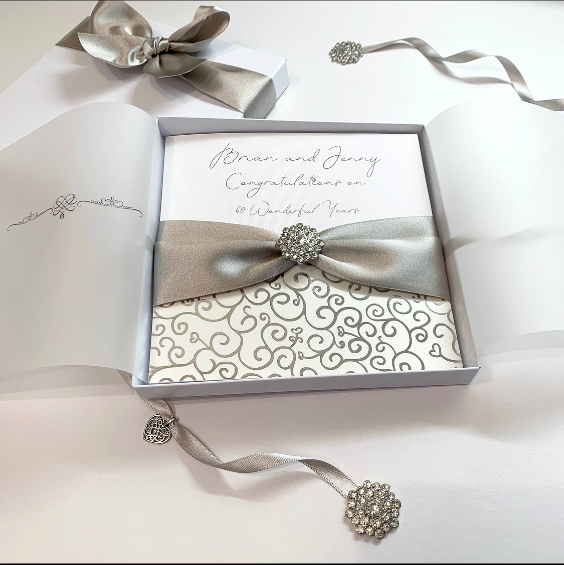 Diamond Wedding Anniverary Card with Gift Box