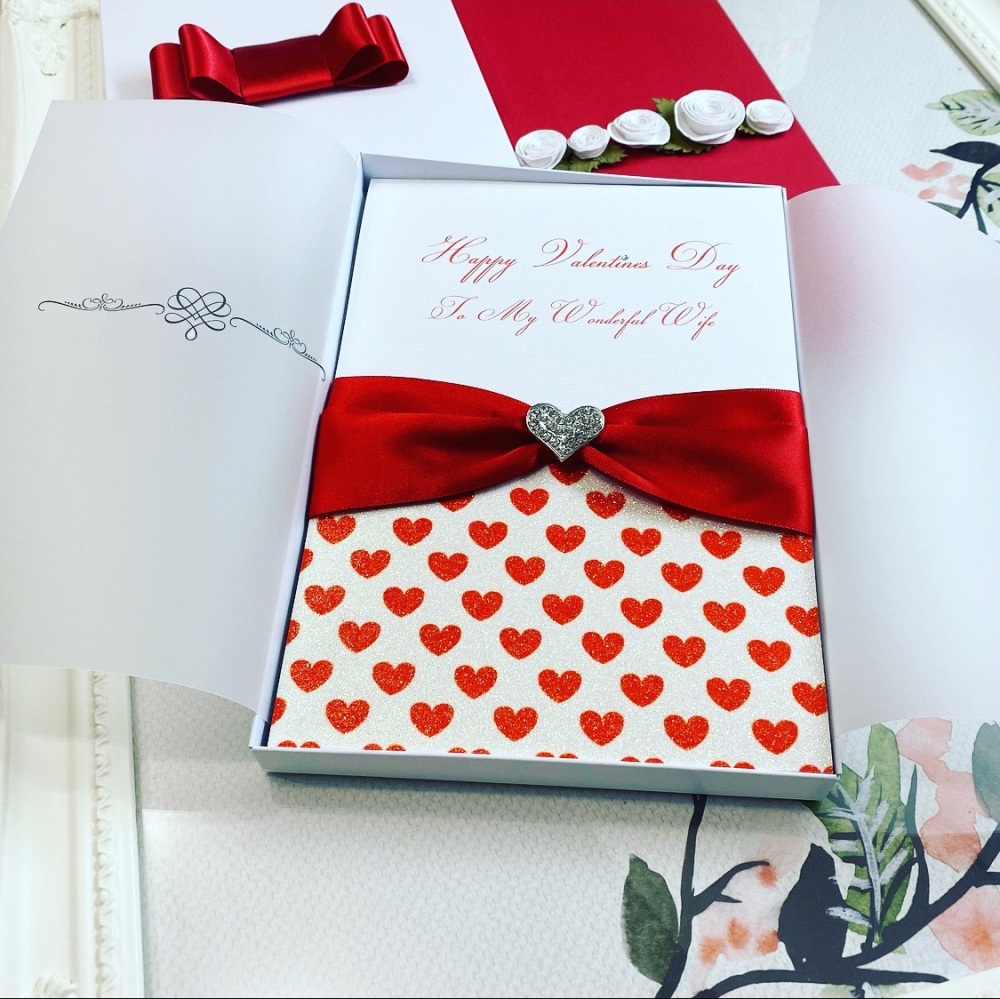 Luxury Valentines Card with Heart Brooch