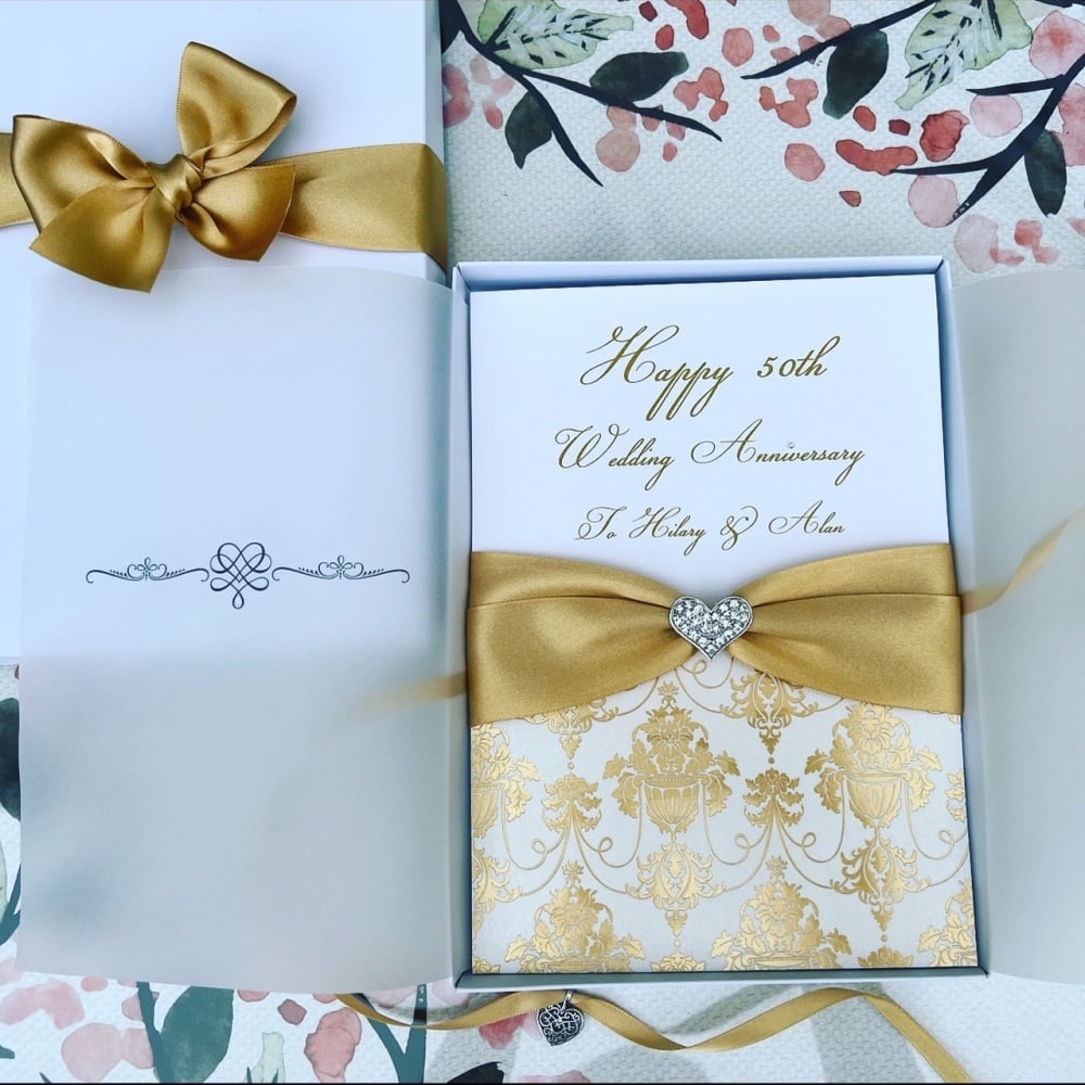 50th Wedding Anniversary Luxury Card with Gift Box