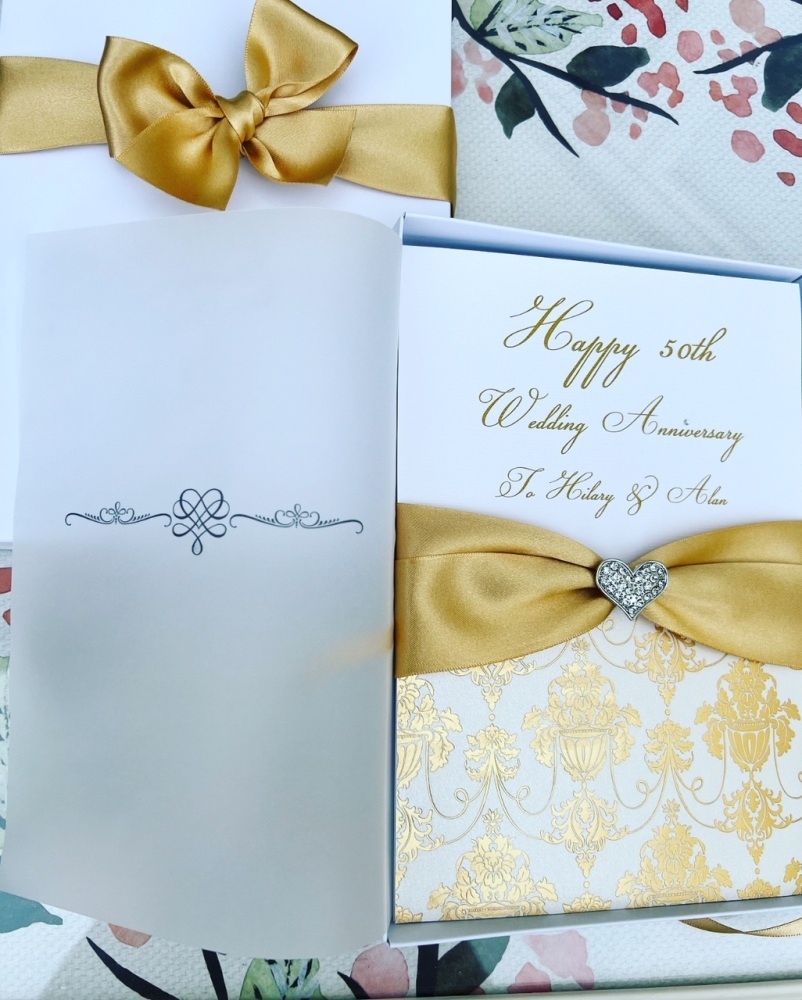 50th Wedding Anniversary Luxury Card with Gift Box