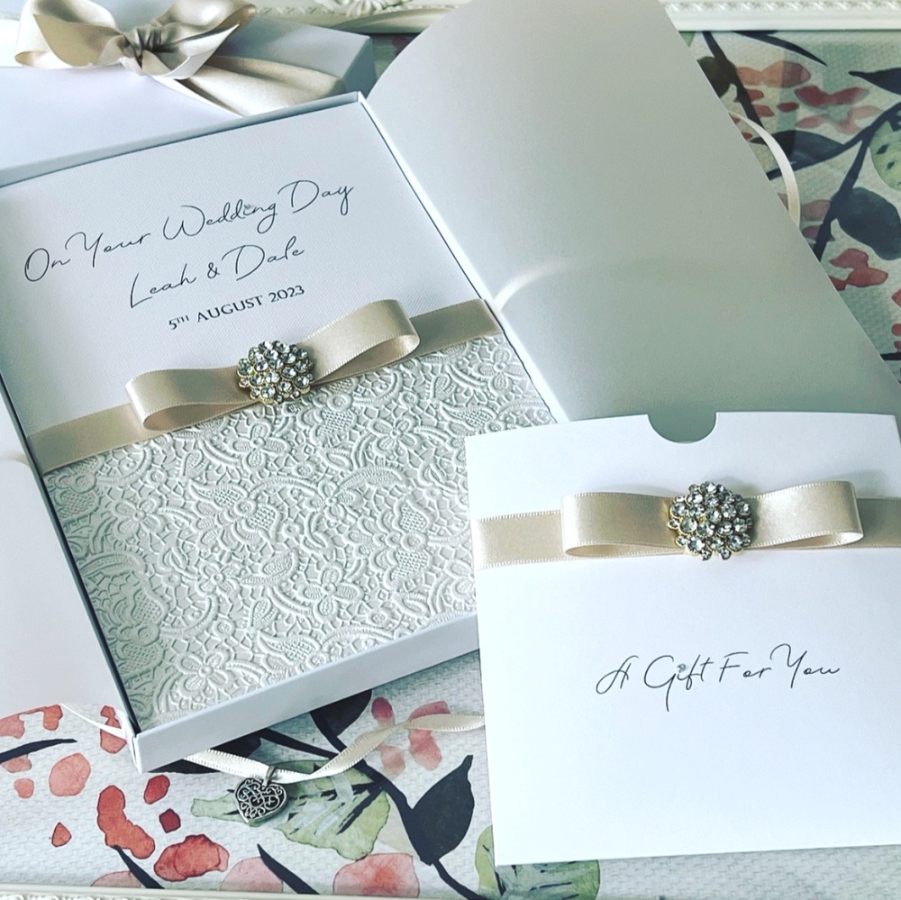 Personalised Wedding Card in Ivory Cream, Boxed Keepsake Gift