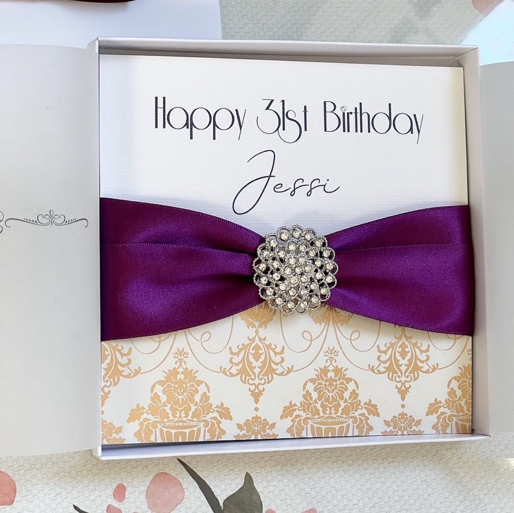 Luxury Sparkle Birthday Card Personalised and Gift Boxed