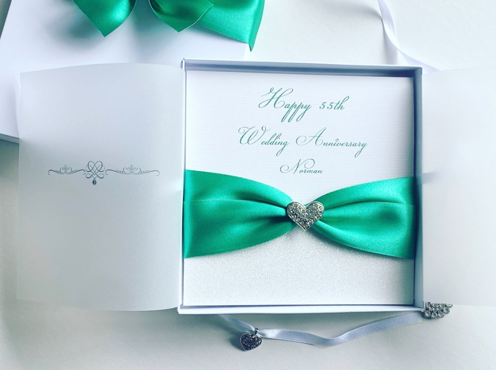 55th Wedding Anniversary Luxury Boxed Emerald Card