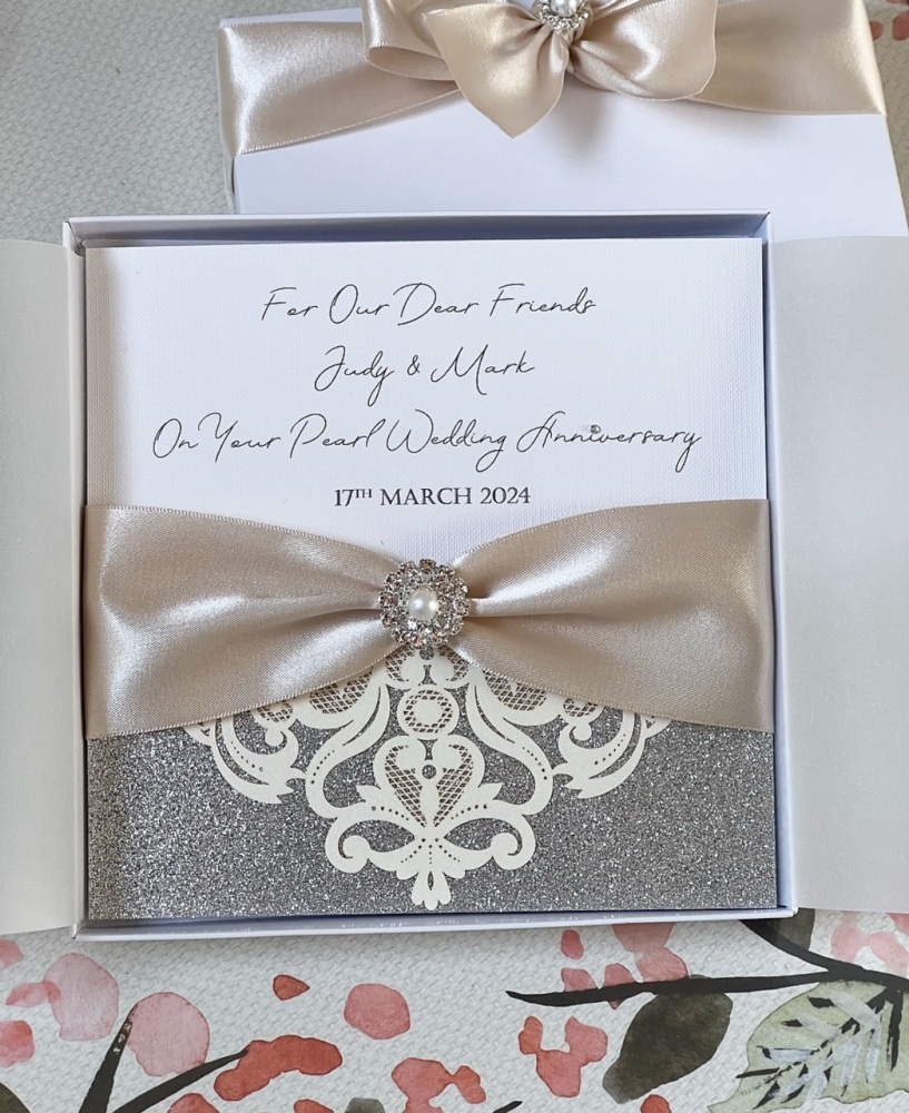 Pearl 30th Wedding Anniversary Luxury Card with Gift Box