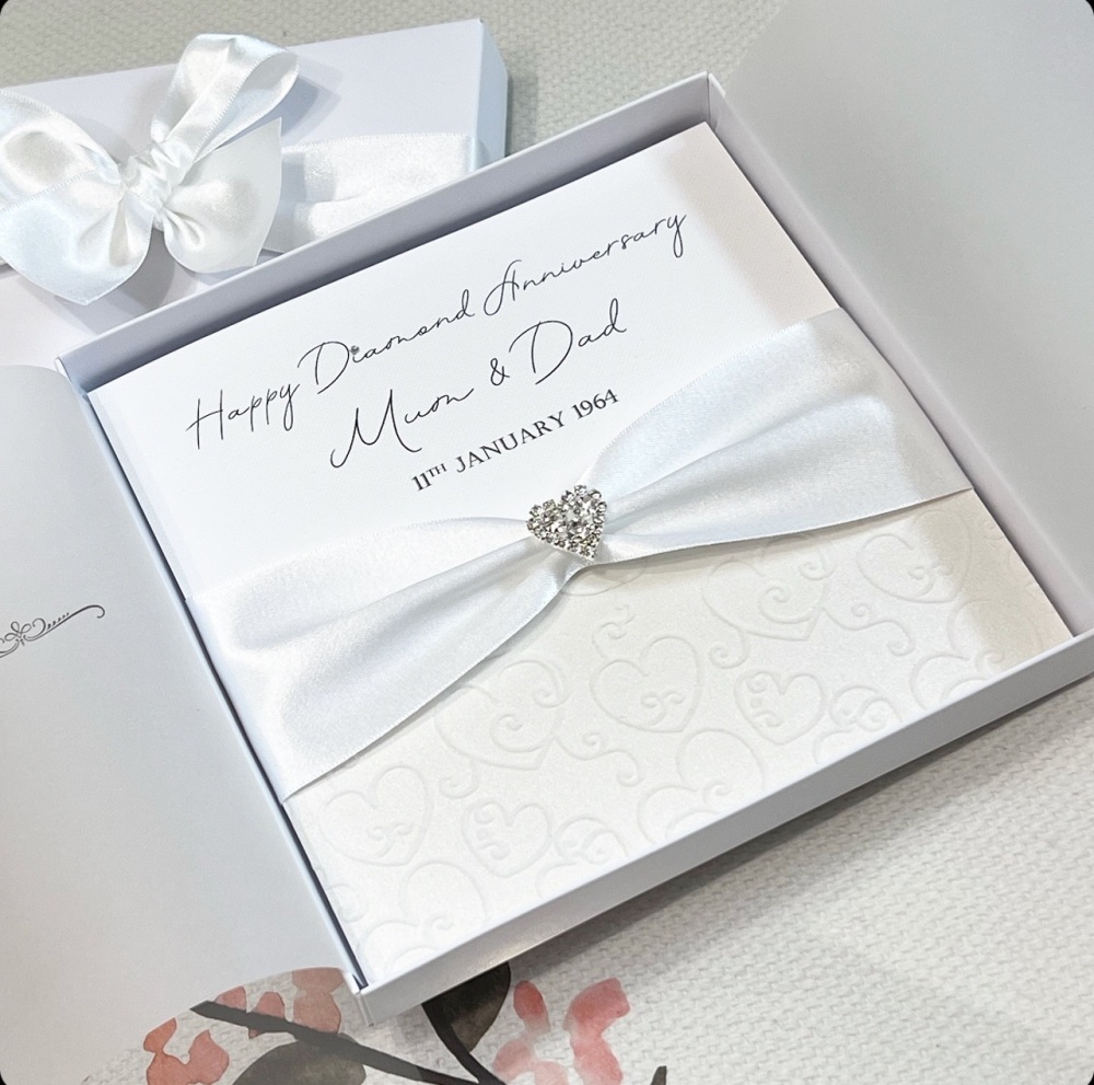 Diamond Wedding Anniversary Luxury Card with Gift Box