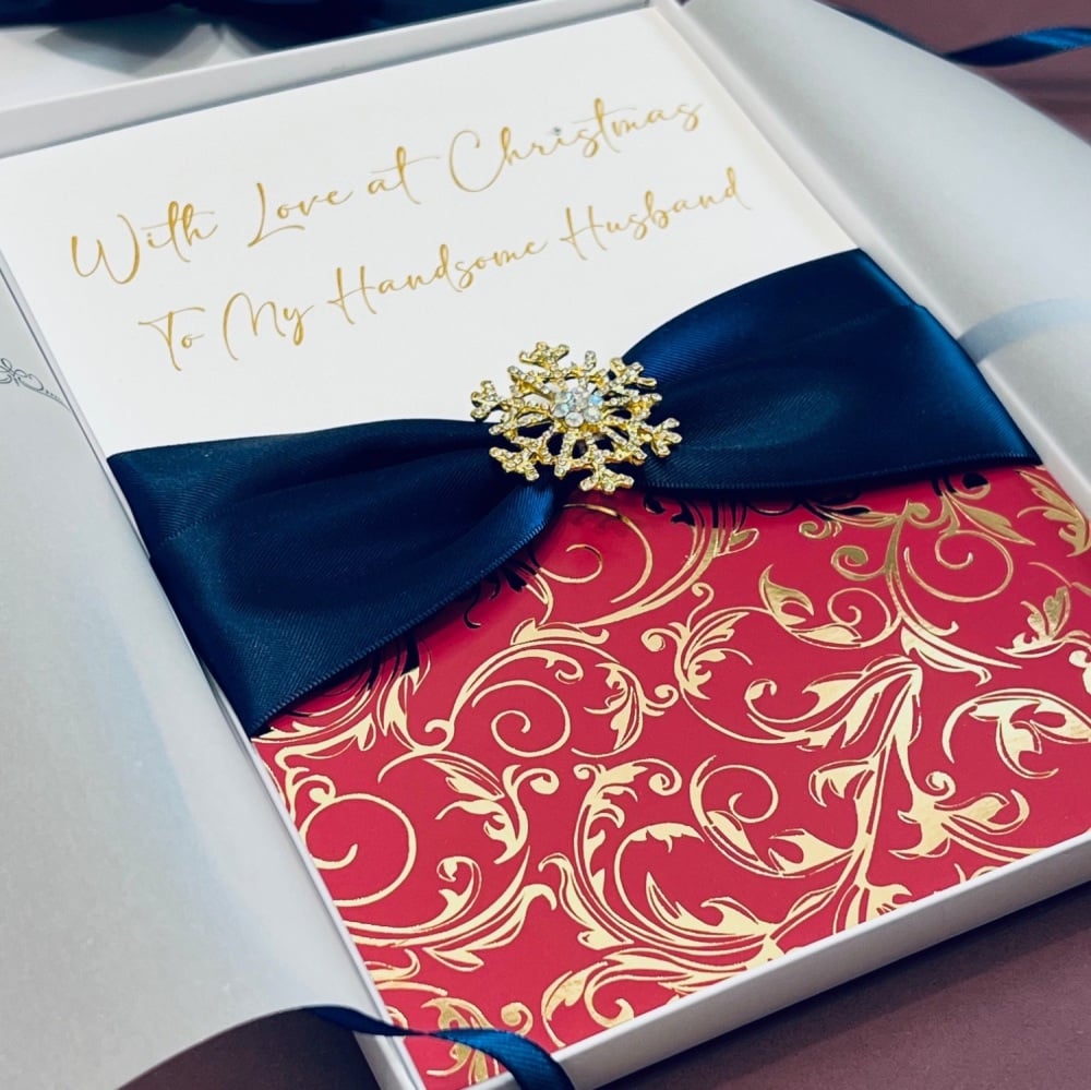 Luxury Christmas Card for Husband with Custom Message