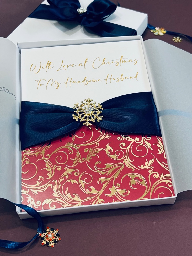 Luxury Christmas Card for Husband with Custom Message