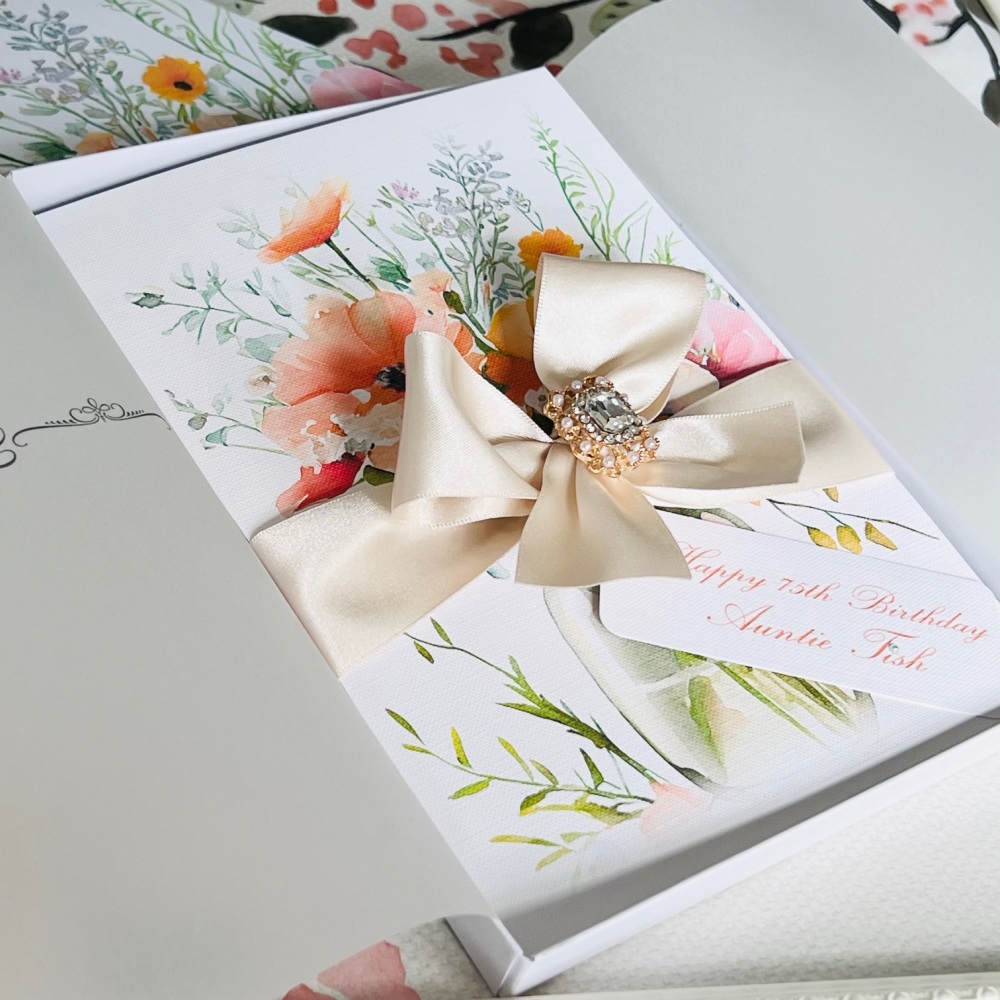 Luxury Floral Birthday Card Personalised and Gift Boxed