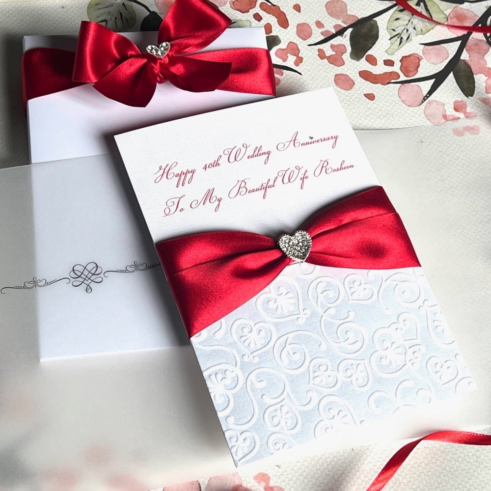 Ruby Wedding Anniversary Luxury Card for Wife Husband