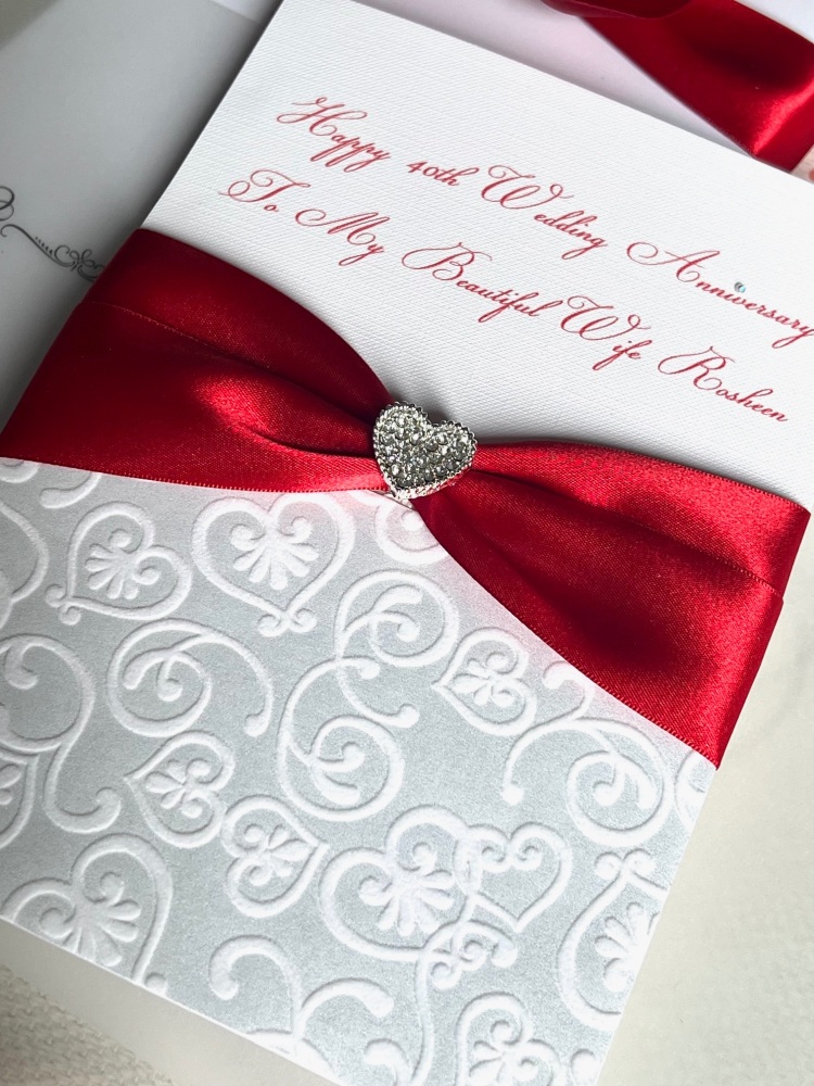 Ruby Wedding Anniversary Luxury Card for Wife Husband