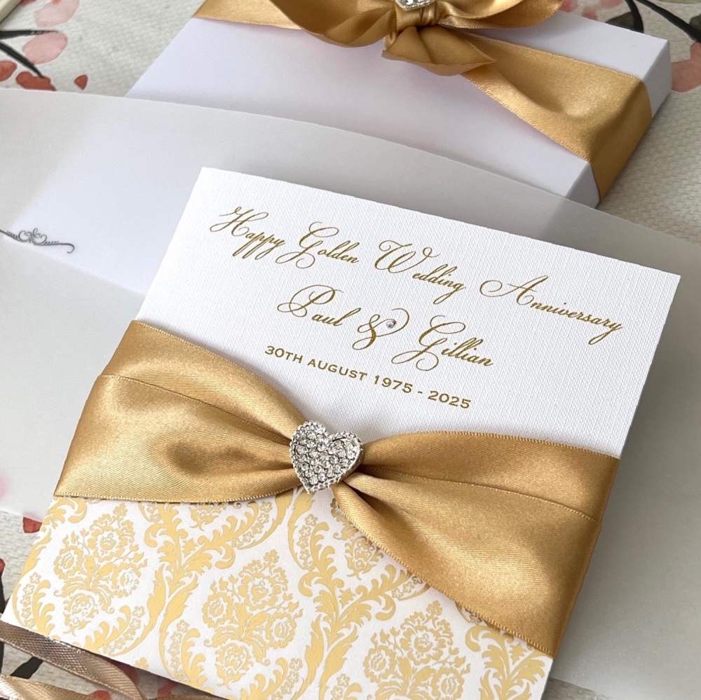 50th Golden Wedding Anniversary Luxury Card with Gift Box