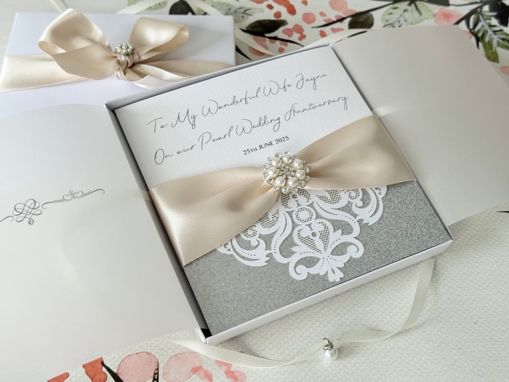 Pearl 30th Wedding Anniversary Luxury Card with Gift Box