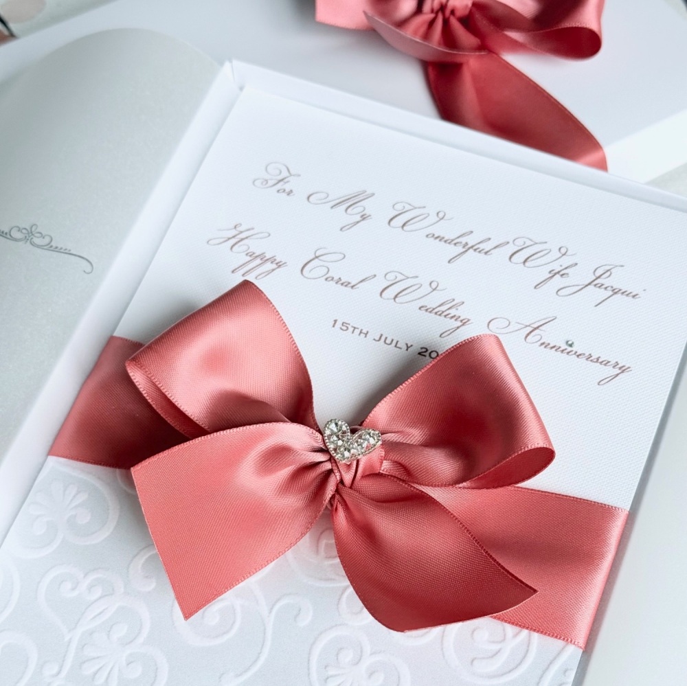 Coral 35th Wedding Anniversary Luxury Card with Gift Box