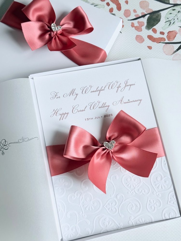 Coral 35th Wedding Anniversary Luxury Card with Gift Box