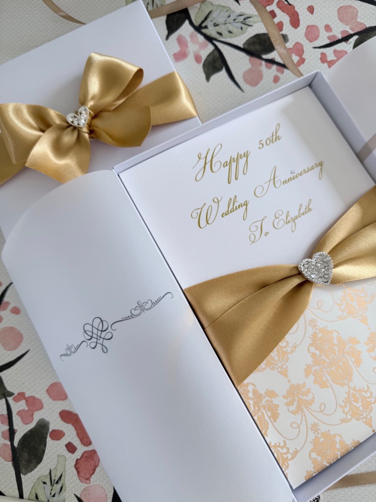50th Wedding Anniversary Luxury Card with Gift Box