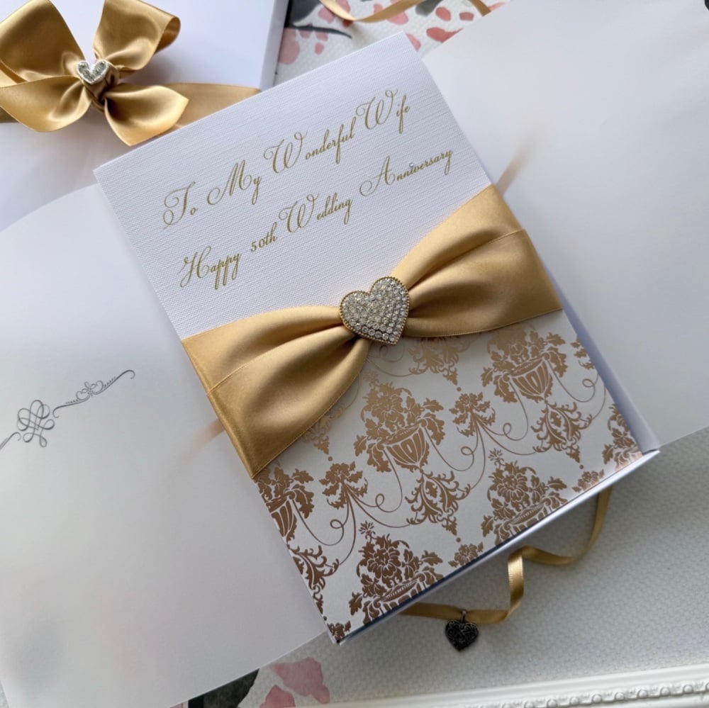 50th Wedding Anniversary Luxury Card with Gift Box