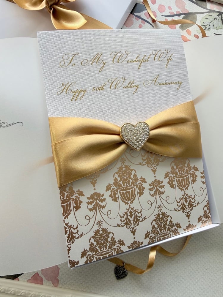 50th Wedding Anniversary Luxury Card with Gift Box