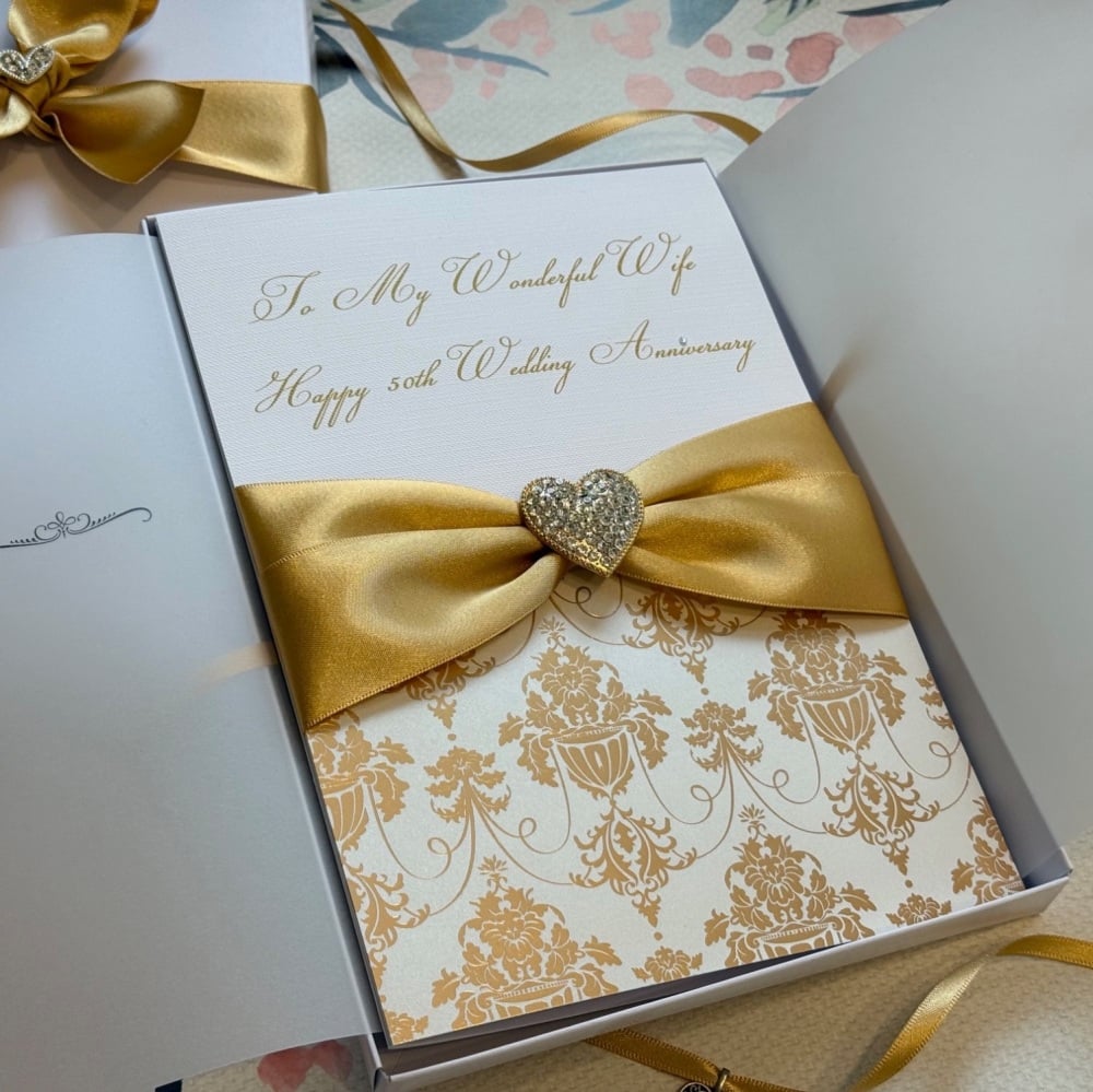 50th Wedding Anniversary Luxury Card with Gift Box