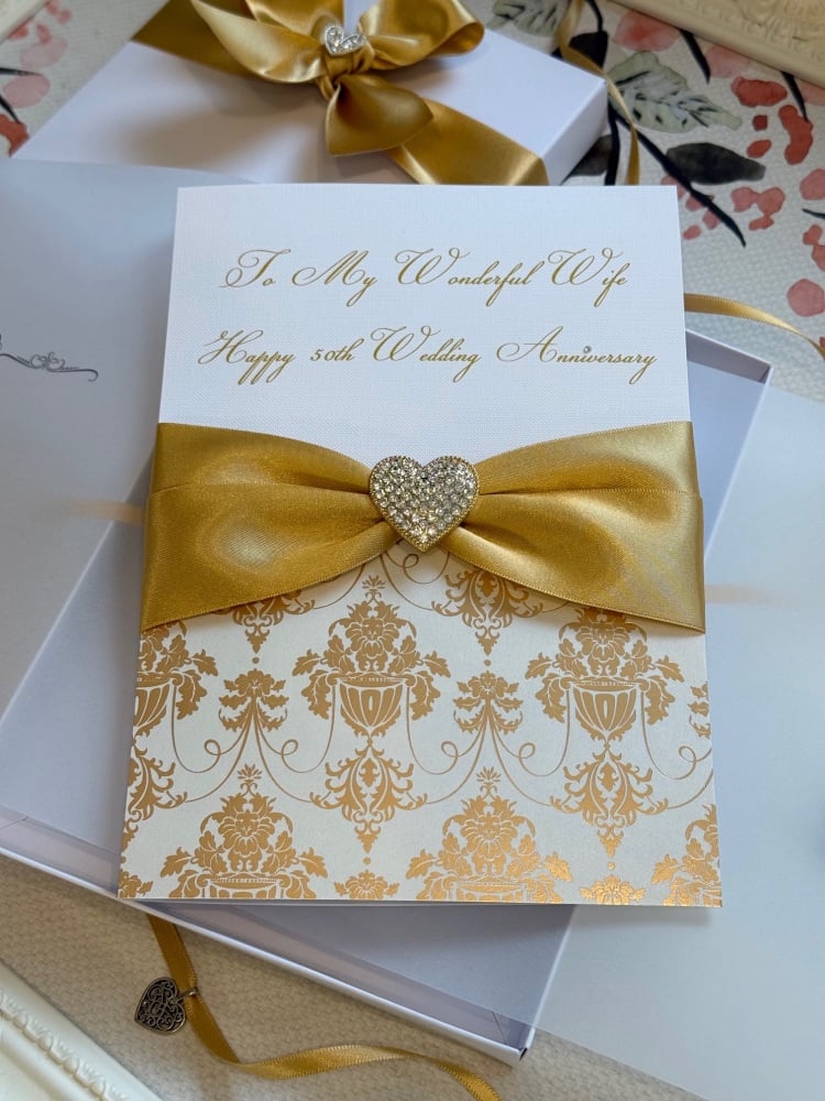 50th Wedding Anniversary Luxury Card with Gift Box
