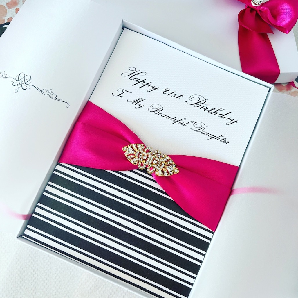 Luxury 21st Birthday Card Personalised and Gift Boxed