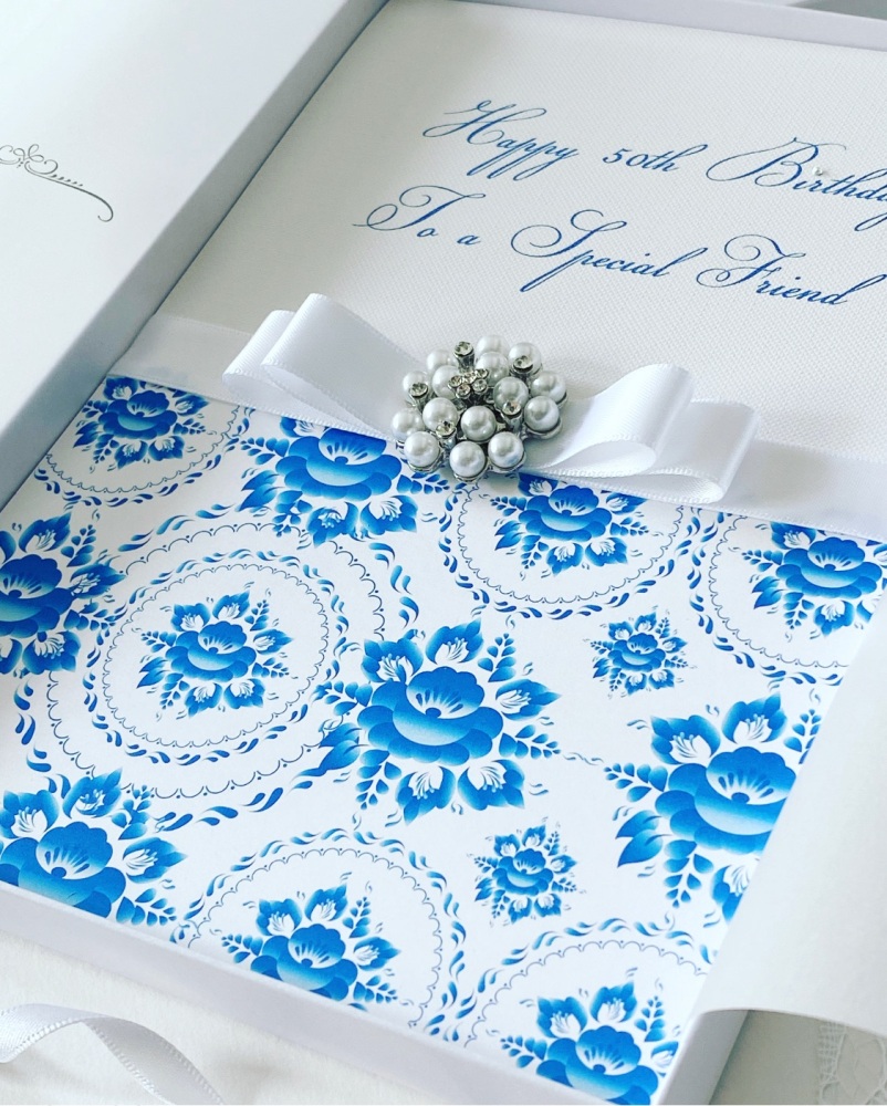 Luxury Personalised Birthday Card with Pearl