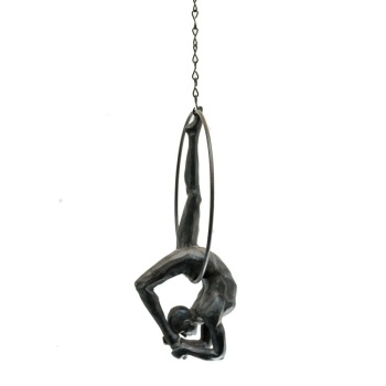 Black-Bronze Athlete Female on a Ring - looking down 