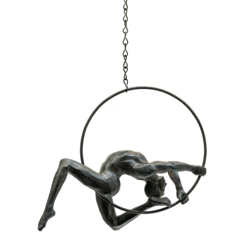 Black-Bronze Athlete Female on a Ring - Looking Up