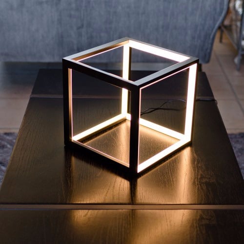 Black Cube Box LED Table Lamp