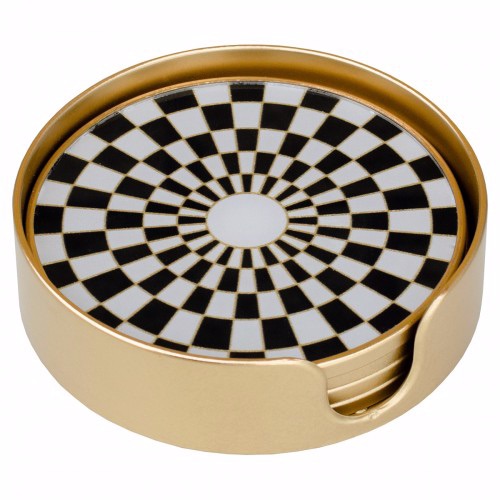 Geometric Drink Coasters - Set of 4 with Coasters Holder