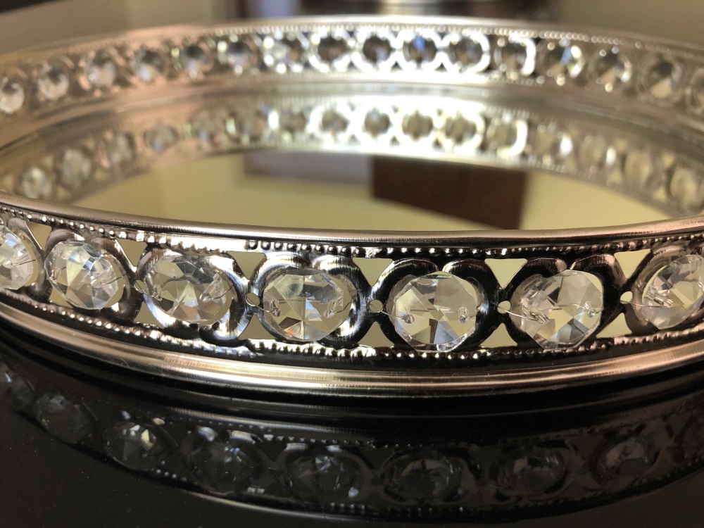 Mirror Tray with Crystal Gems