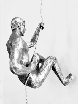 Antique Silver Colour - Rock Climbing Buddies - Left-handed climber + Bungee Jumping Statue.
