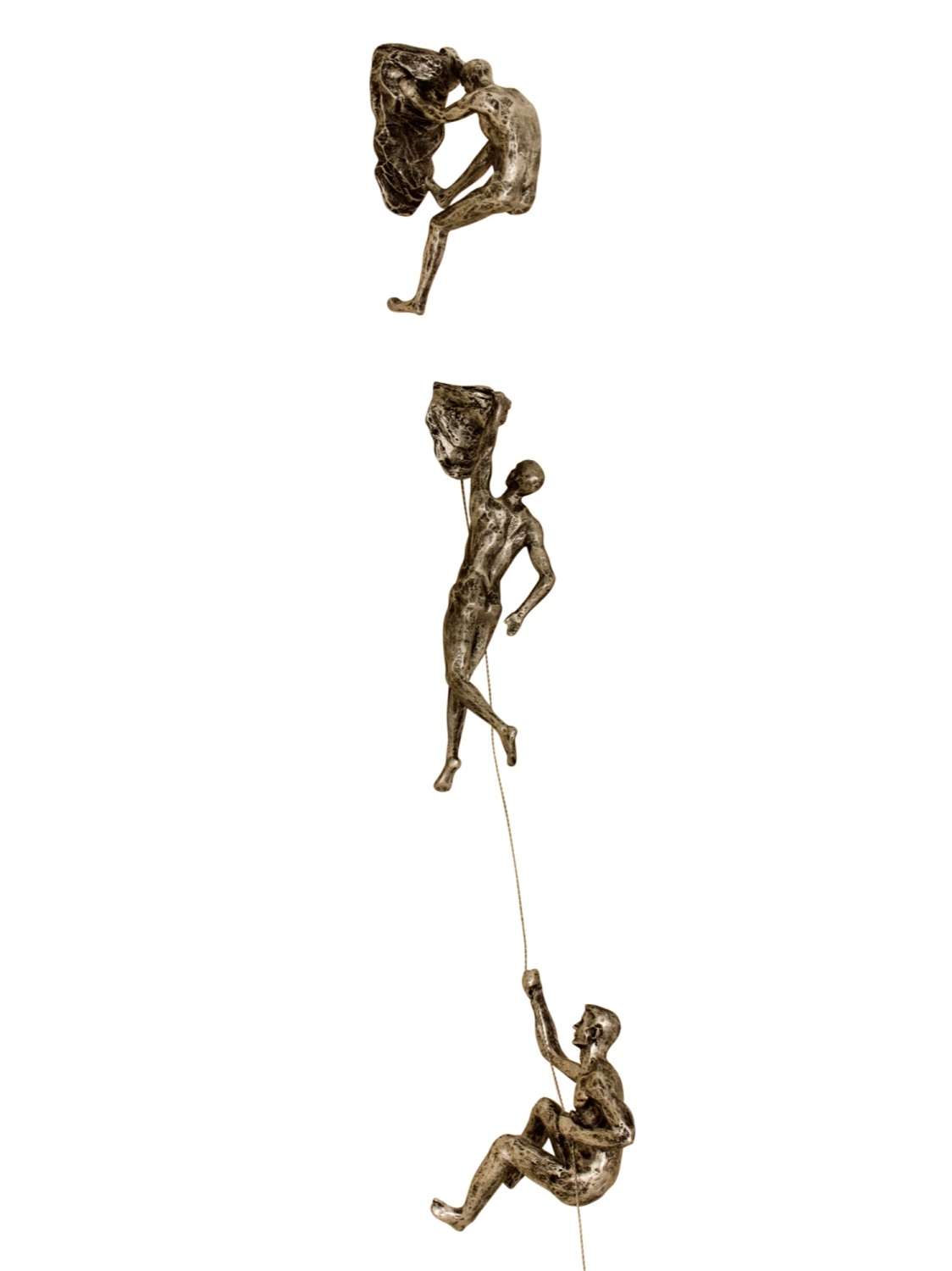 3x Rock Climber Figurines in Bronze Colour 