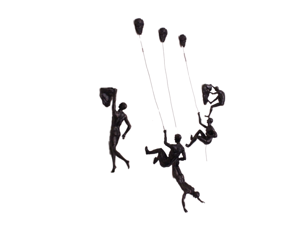 5x Large Antique-Silver Climbing Abseiling Hanging Ornaments Figures Set of