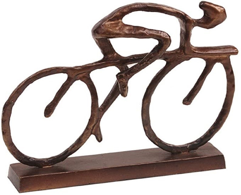 Racing Cyclist Sculpture in Bronze Patina Finish 