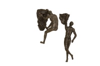 Set of 2 climbers in Bronze Colour - One handed and two-handed rock climber