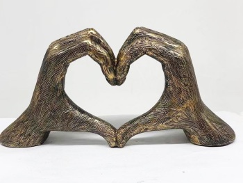 Love Gesture Hands Sculpture Gold Antique-Silver Bronze Life-Size 26cm/10'' Valentine's Day I appreciate love you Wedding Anniversary Gift
