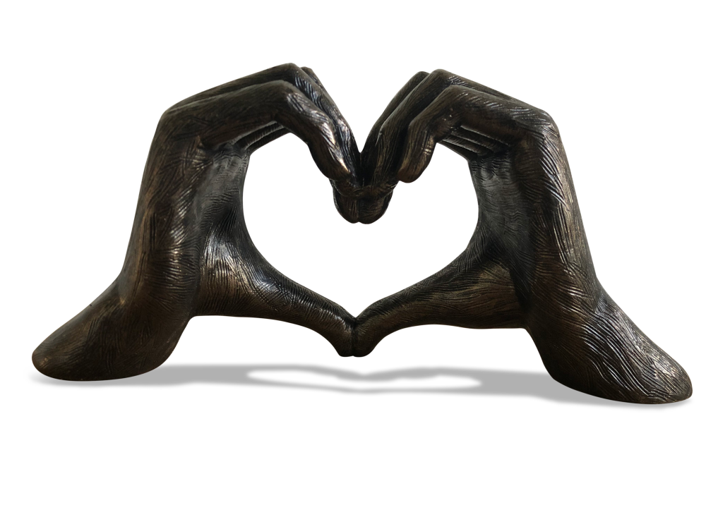Love Gesture Hands Sculpture Bronze Life-Size 26cm/10'' Valentine's Day I appreciate love you Wedding Anniversary Gift