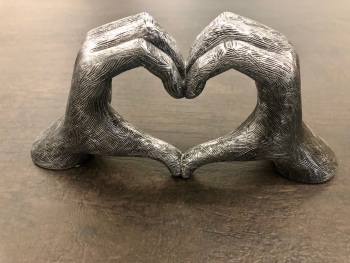 Love Gesture Hands Sculpture Antique-Silver Life-Size 26cm/10'' Valentine's Day I appreciate love you Wedding Anniversary Gift