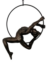 Bronze Athlete Female on a Ring - Looking Up