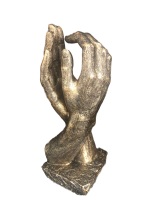 Hand in Hand Large Hands Sculpture in Antique-Gold Colour Inspired by Rodin's 