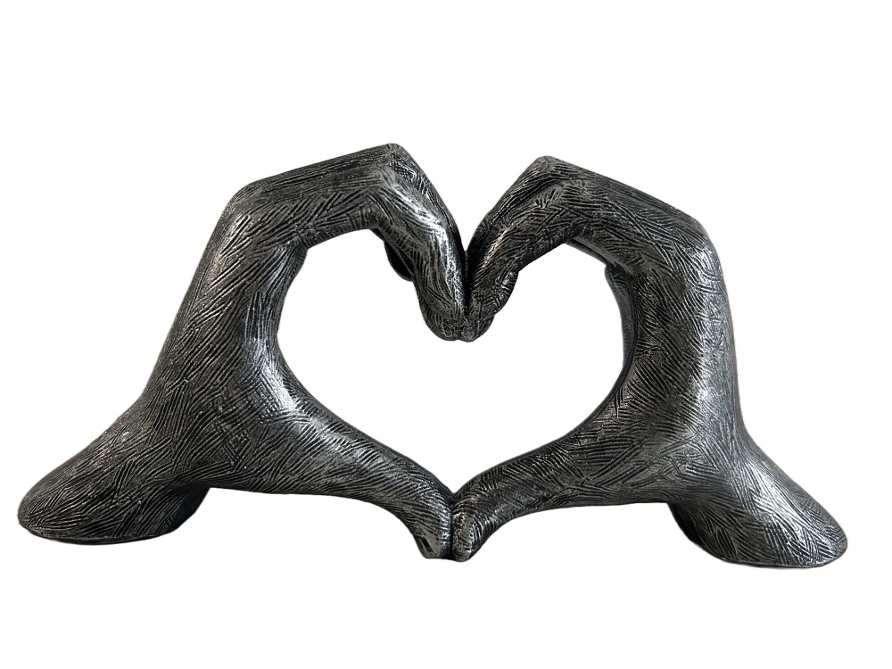 Love Gesture Hands Sculpture Antique-Silver Life-Size 26cm/10'' Valentine's