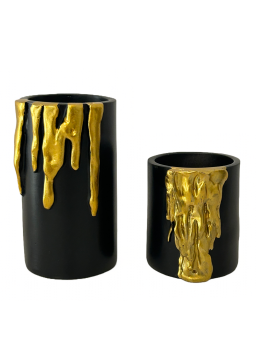 Small Black-Gold Candle Holder Dripping Gold-toned Wax Tea-light Holder Add Glamour & Luxury Gold-White and Gold-Black Candle Stand Romantic Christmas