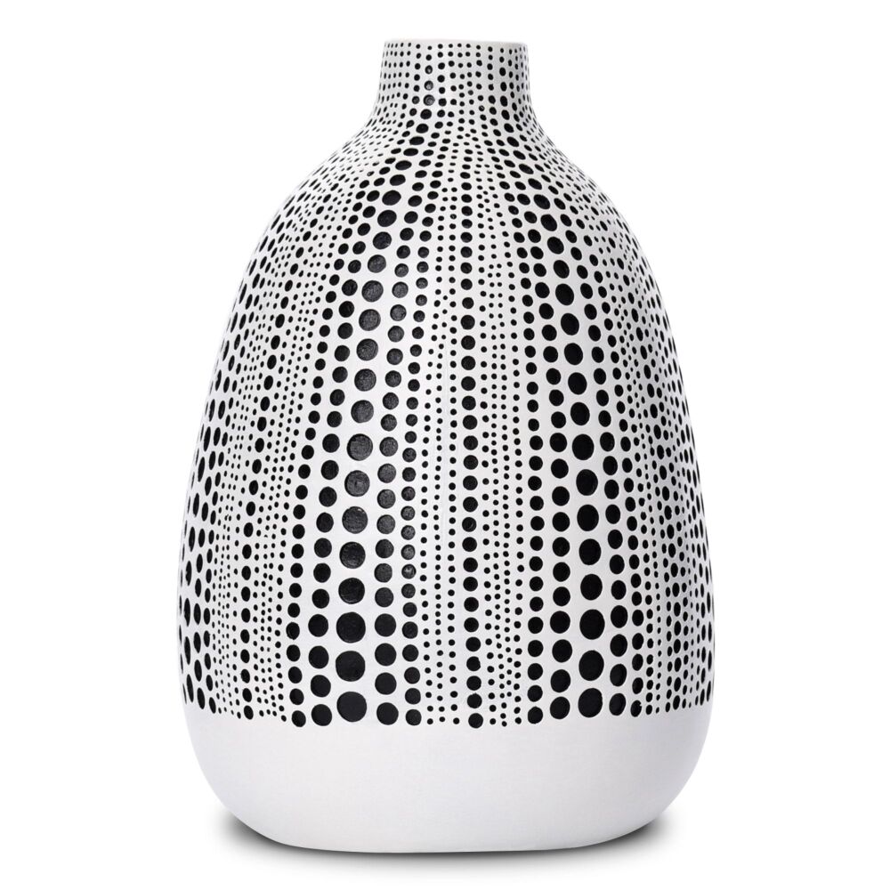 New ProModern White and Black Textured Dot Vase is an imperfect beauty pain