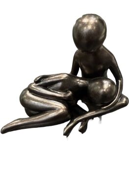 Modern Abstract - A Tender Embrace Sculpture depicting unconditional love comfort care togetherness (Bronze)