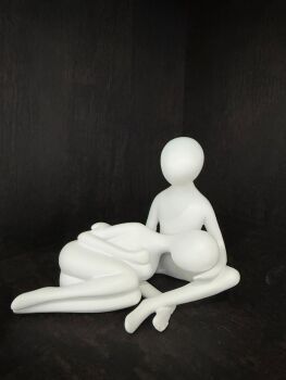 Modern Abstract - A Tender Embrace Sculpture depicting unconditional love comfort care togetherness (White)